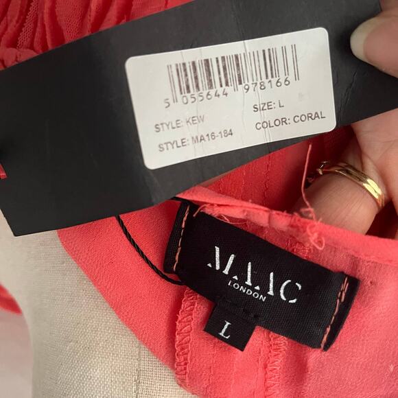 MAAC London Sheer Fringe Womens Top Sz L Y2K Festival Boho Coral Macrame Western - Picture 9 of 14